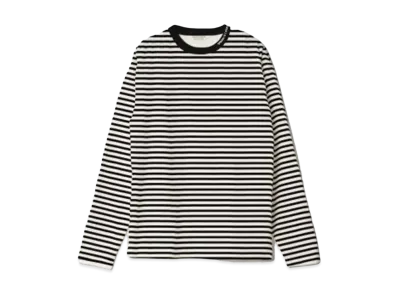 beautiful people Supima Cotton Jersey Knit Collar Long T "Ecru Black"