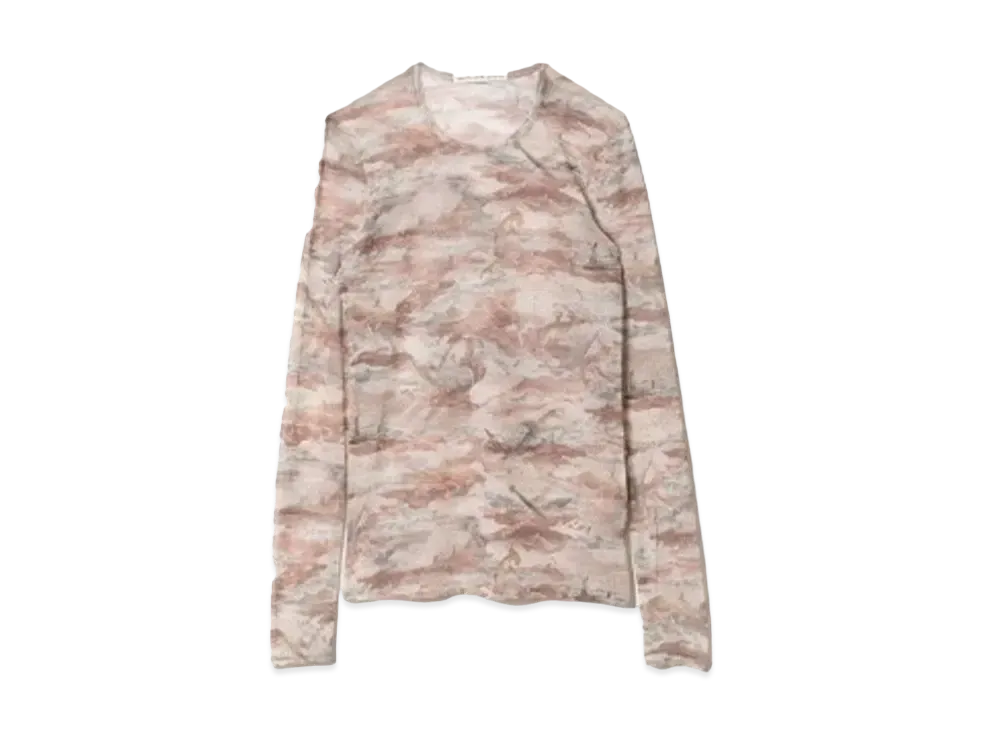 beautiful people Sheer Shark Printed Jersey Crew Neck Top "Pink"