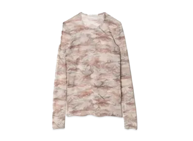 beautiful people Sheer Shark Printed Jersey Crew Neck Top "Pink"