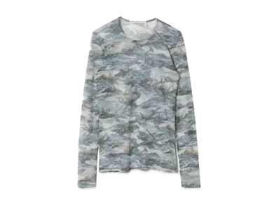 beautiful people Sheer Shark Printed Jersey Crew Neck Top "Blue"