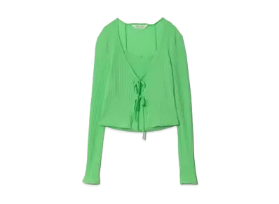 beautiful people Sheer Rib Jersey Cardigan Top "NeonGreen"
