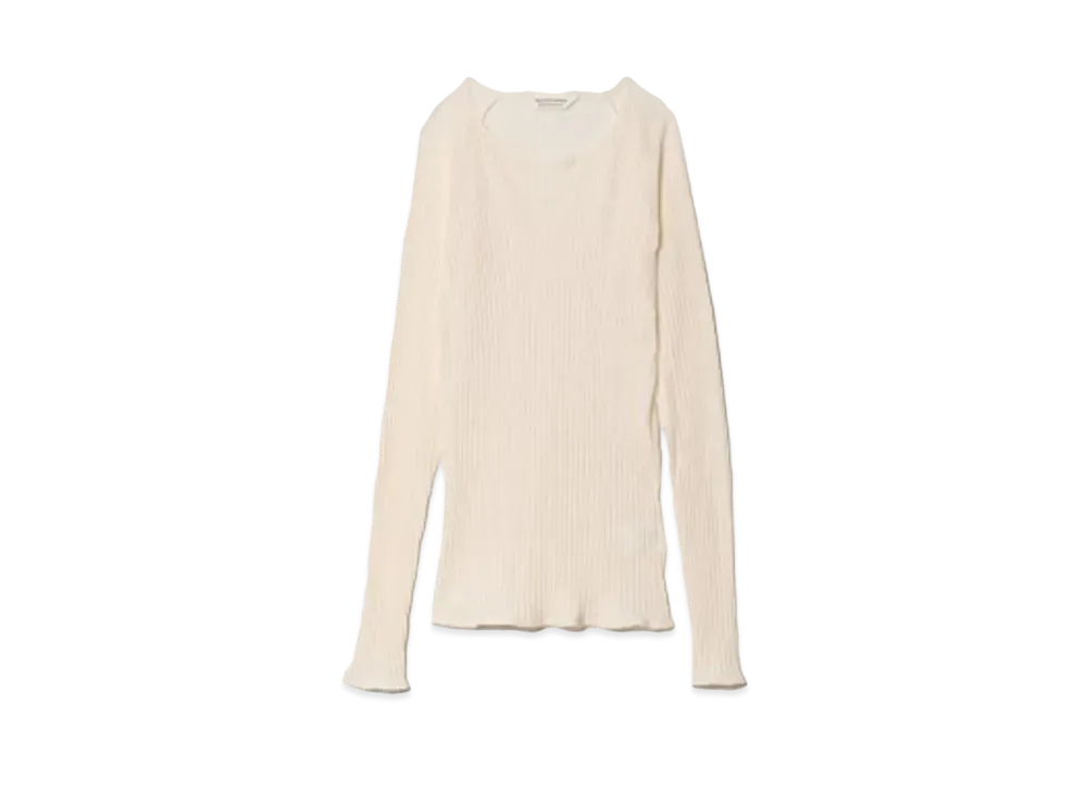 beautiful people Sheer Rib Jersey Raglan Sleeve Top "Ecru"