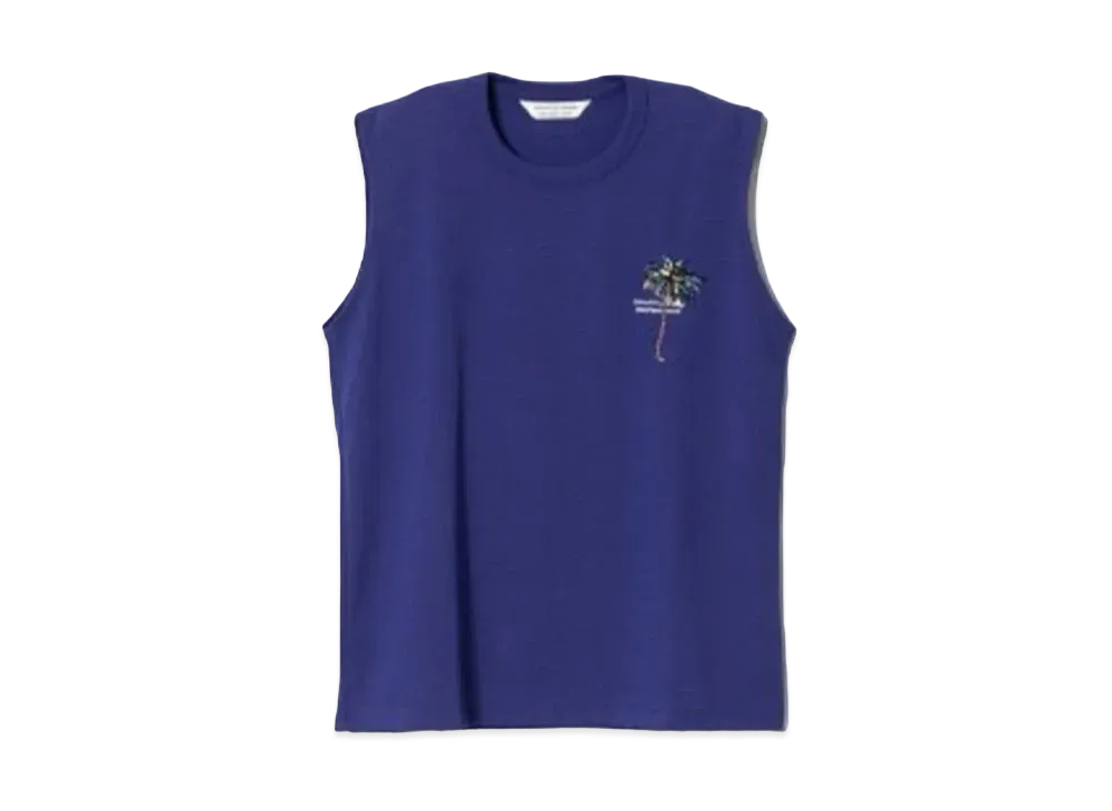 beautiful people Suvin Compact Jersey Palm Emb Tank Top "Royal Blue"