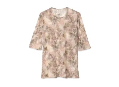 beautiful people Sheer Flower Printed Jersey Halfsleevetop "Pink Beige"