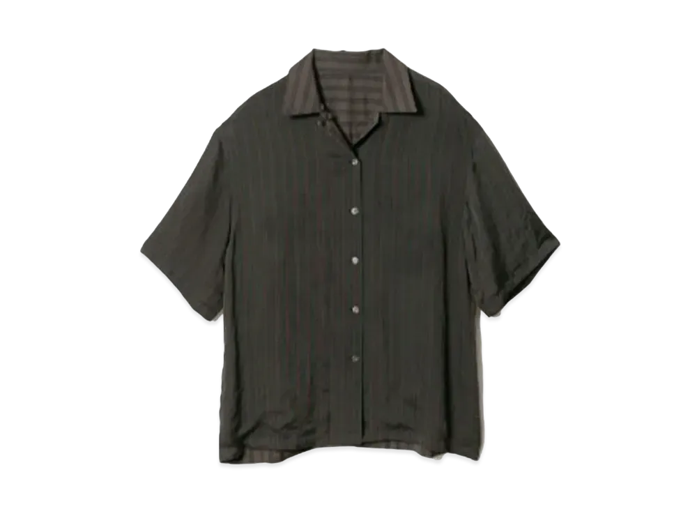 beautiful people Lining Stripe Open Collar Shirt "Navy Gray"