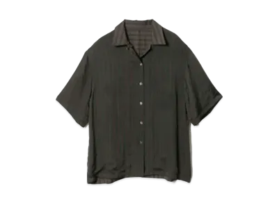 beautiful people Lining Stripe Open Collar Shirt "Navy Gray"