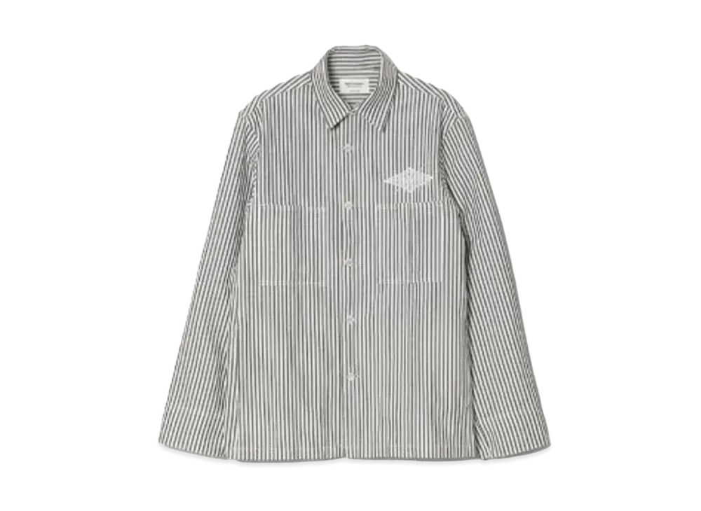 beautiful people Cotton Ox Stripe Emb Shirt Blouson "Gray"