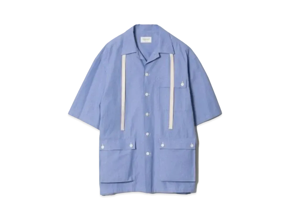 beautiful people Uniform Poplin Open Collar Shirt "Blue"