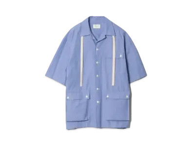 beautiful people Uniform Poplin Open Collar Shirt "Blue"
