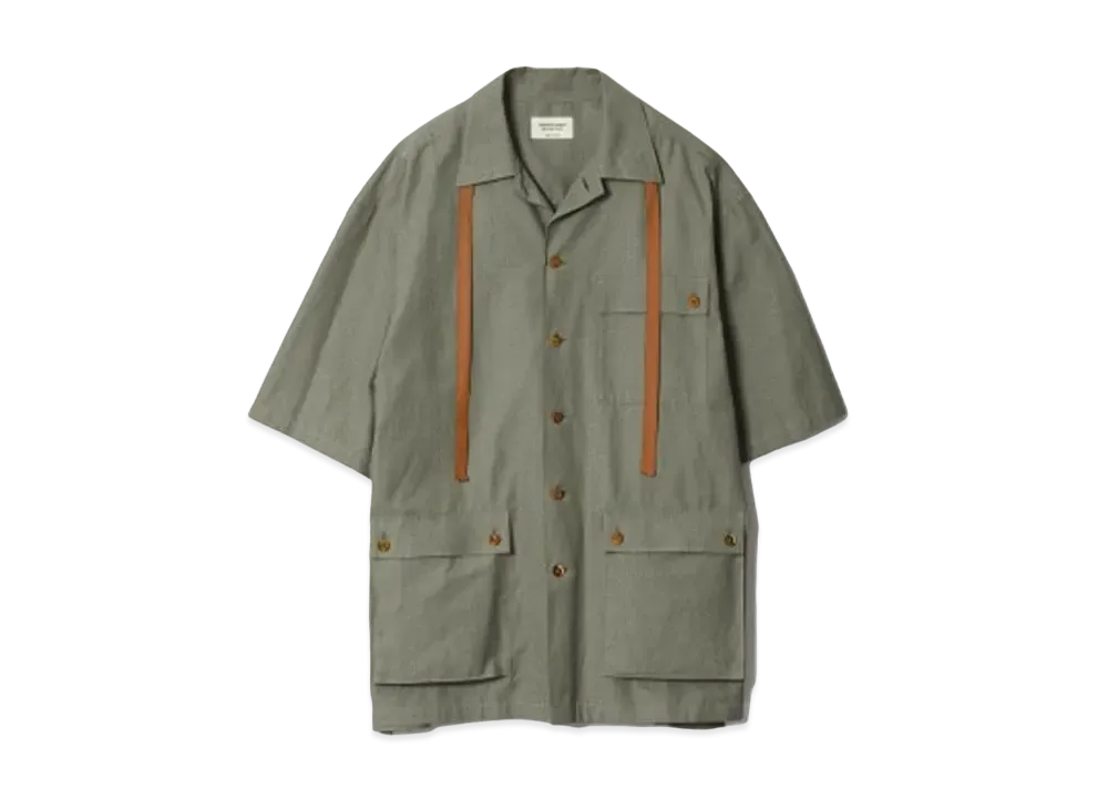 beautiful people Uniform Poplin Open Collar Shirt "Dark Olive"
