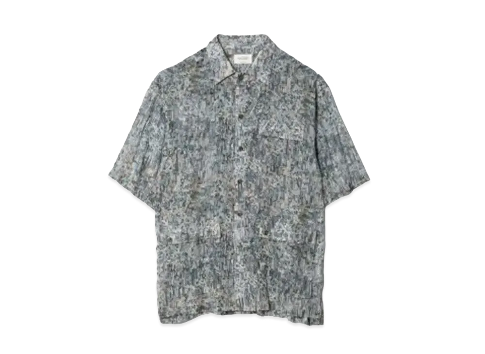 beautiful people Building Printed Open Collar Shirt "Blue green"