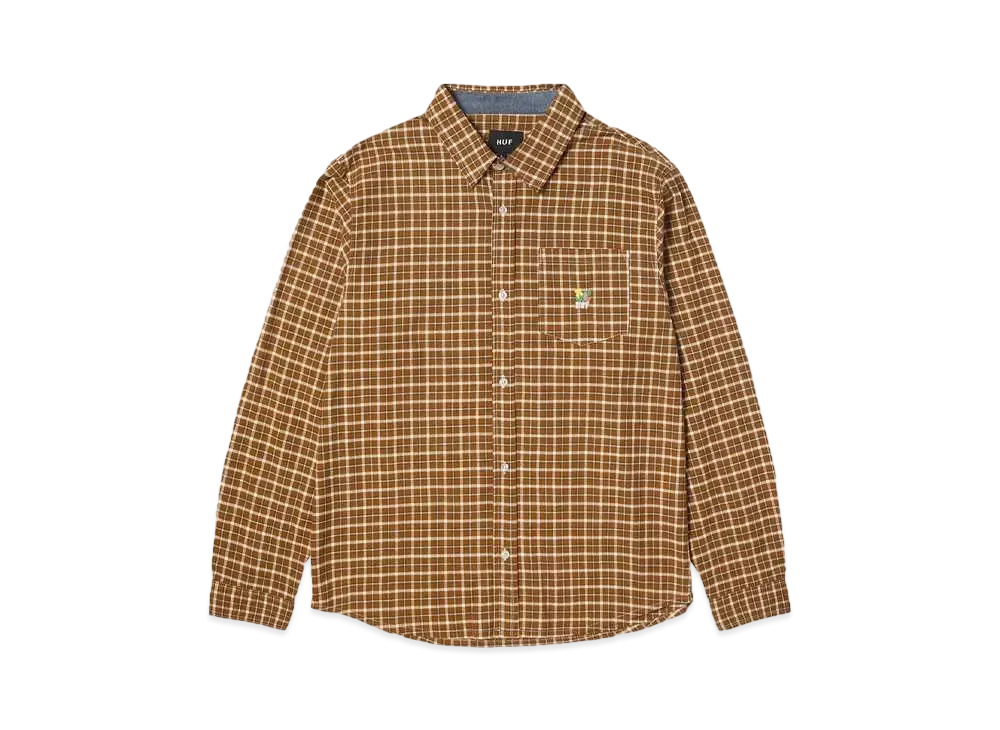 HUF Fall 24 Echo Oxford Plaid Shirt "Russet"