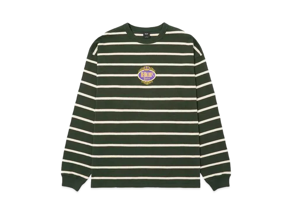 HUF Fall 24 Especial Stripe Long Sleeve Crew "Hunter Green"