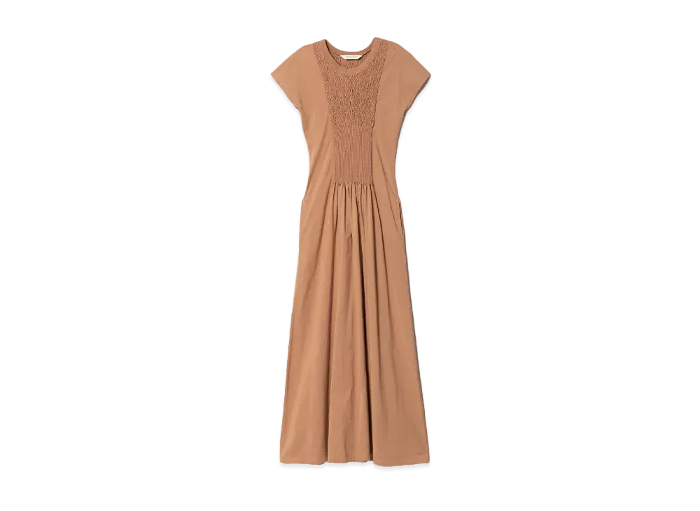 beautiful people Giza Cotton Jersey Smocking Dress "Camel"