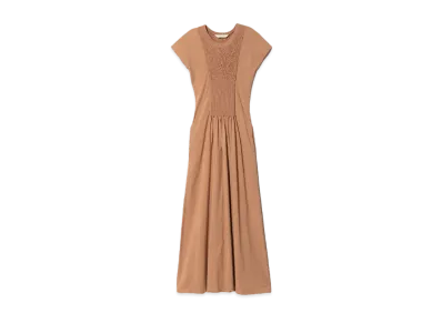 beautiful people Giza Cotton Jersey Smocking Dress "Camel"