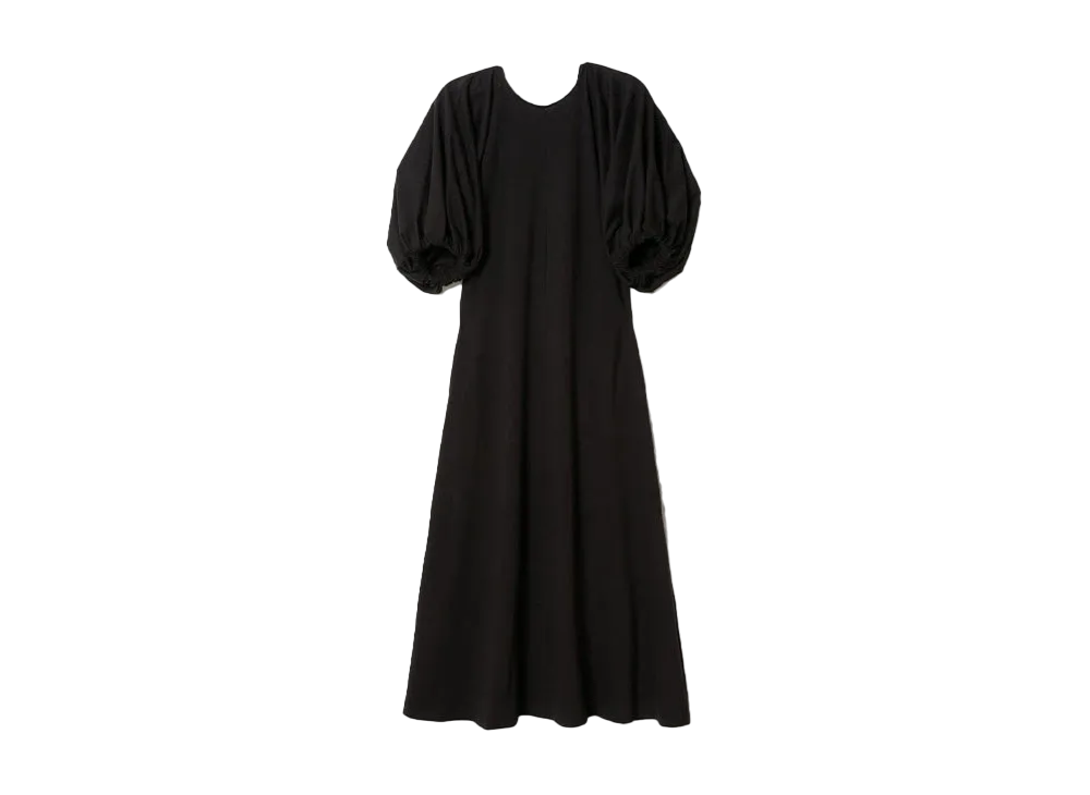 beautiful people Suvin Pima Jersey Balloon Sleeve Dress "Black"