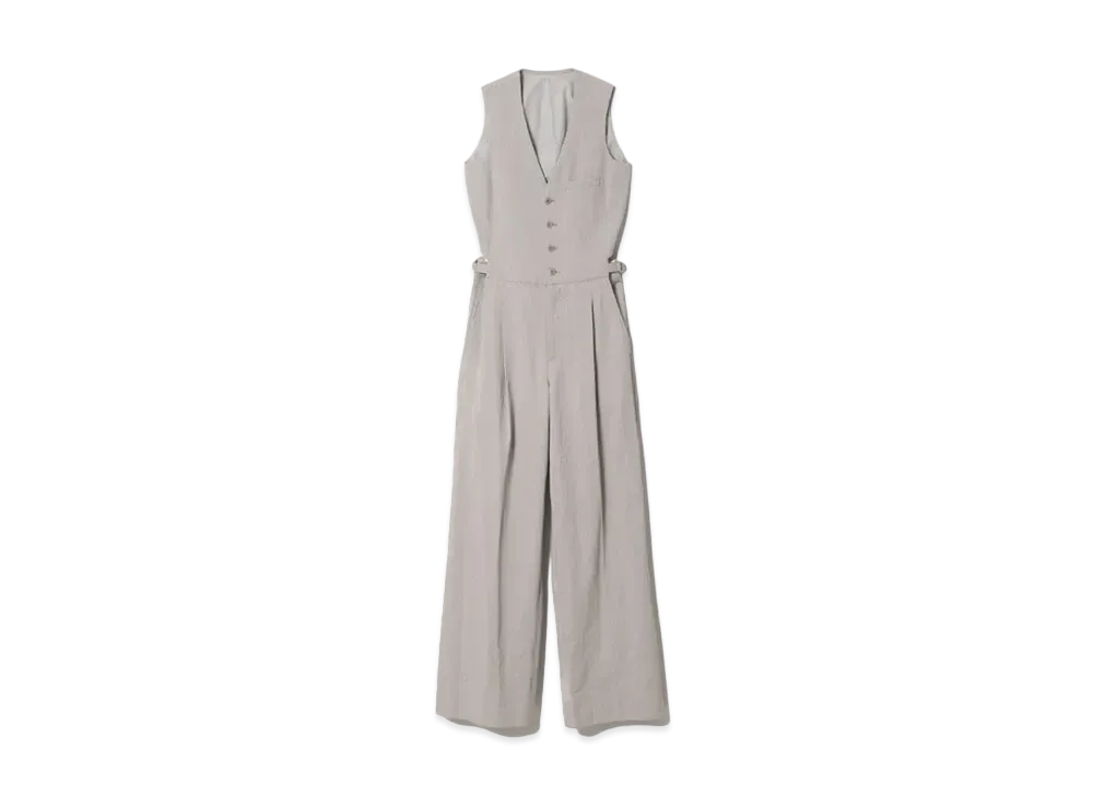 beautiful people British Chino Cloth Cutout Back Jumpsuit "Gray"