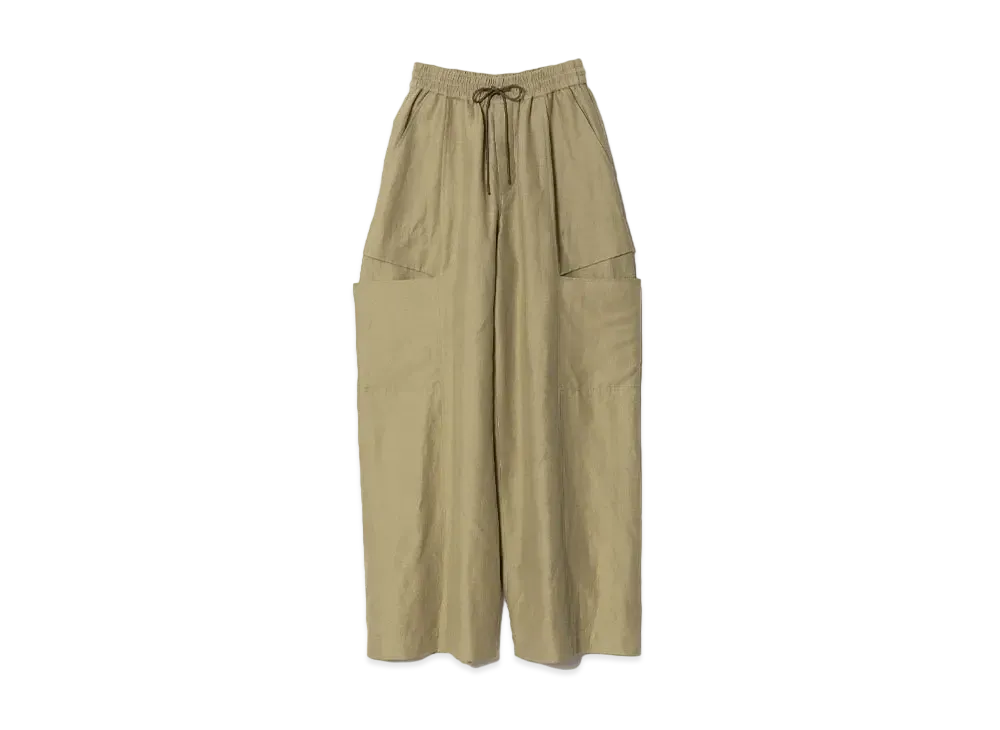 beautiful people Linen Cotton Satin Bow Silhouette Pants "Olive"