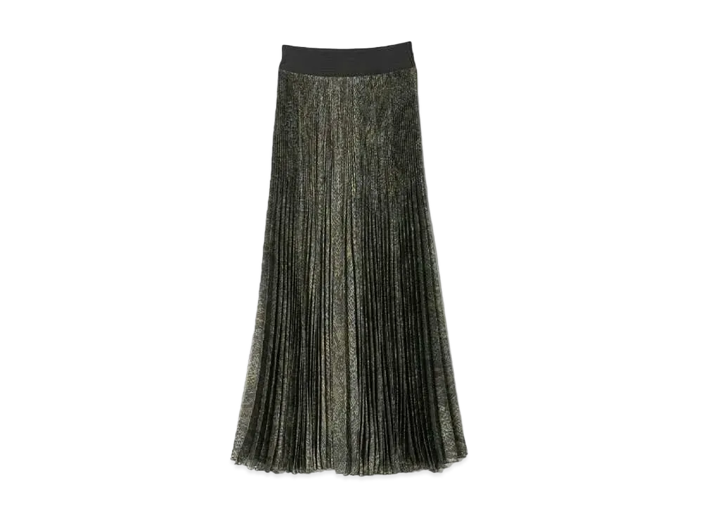 beautiful people Python Print Chiffon Pleats Skirt "Brown"