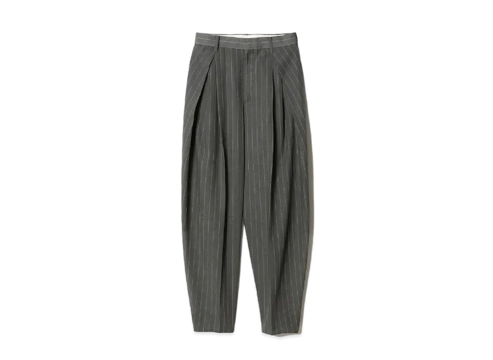 beautiful people Wool Silk Stripe Three Tuck Pegtop Pt "Gray"