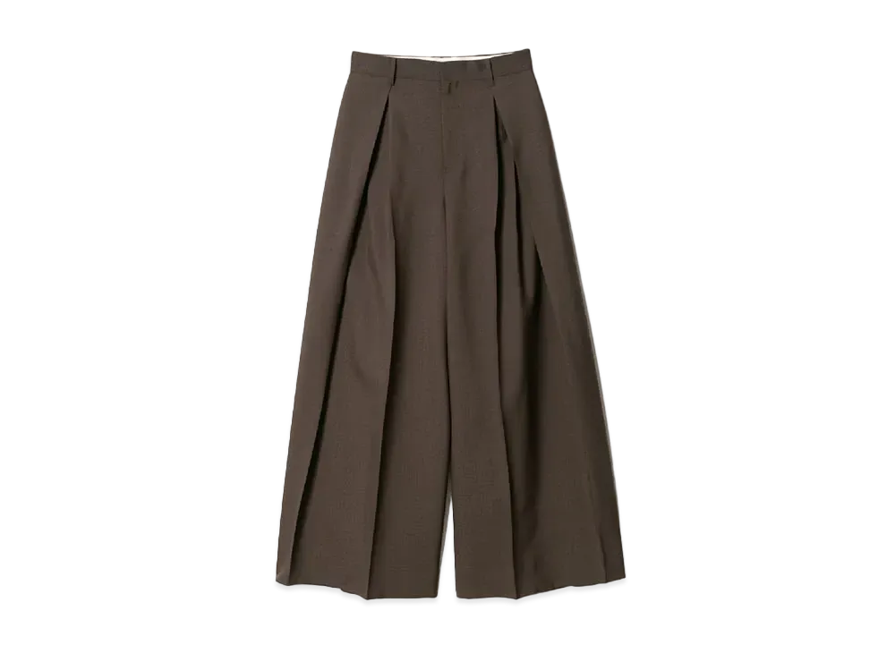 beautiful people Tropical Wool Mohair Three Tuck Widepants "Brown"