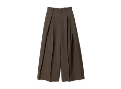 beautiful people Tropical Wool Mohair Three Tuck Widepants "Brown"