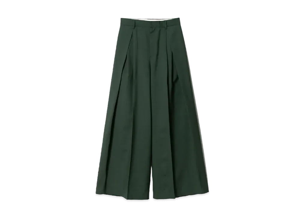 beautiful people Tropical Wool Mohair Three Tuck Widepants "Green"