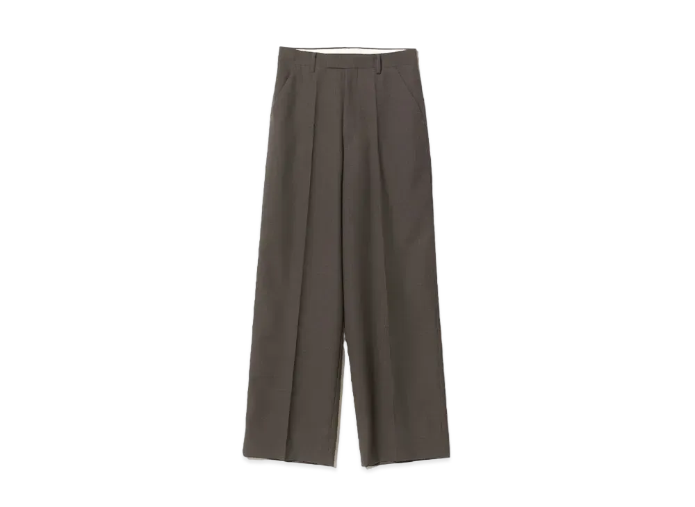 beautiful people Light Wool Gabardine Uniform Wide Pants "Dark Olive"
