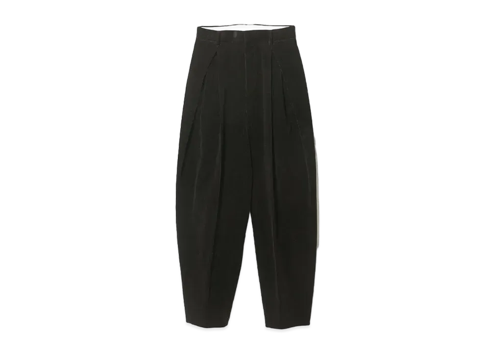 beautiful people Linen Corduroy Three Tuck Peg Top Pants "Black"