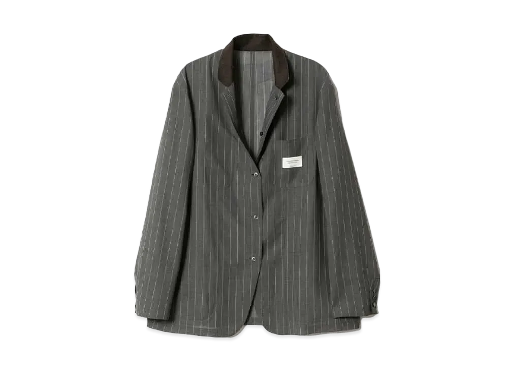 beautiful people Wool Silk Stripe Shirt Jacket "Gray"