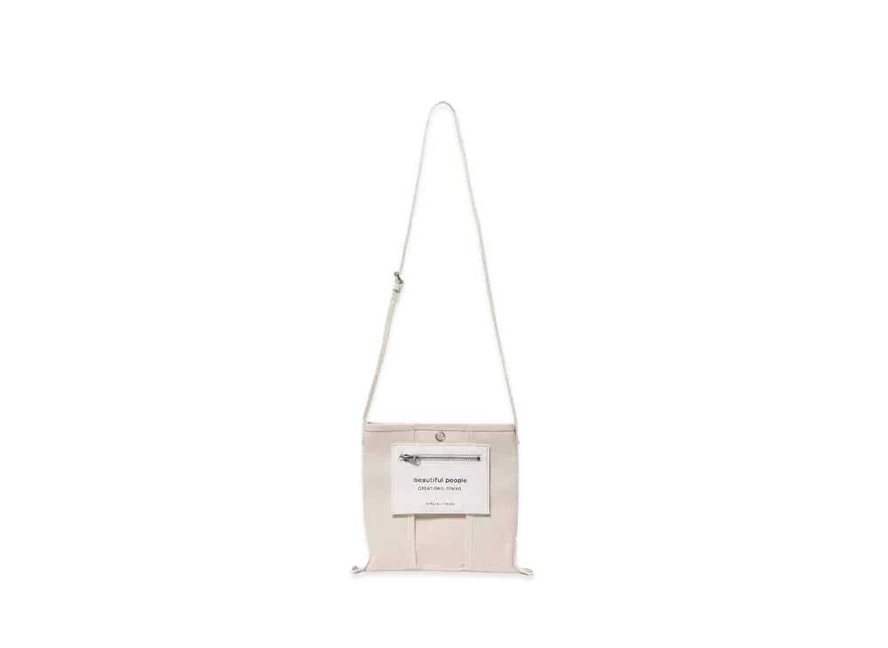 beautiful people Lining Logo Pocket Mini Shoulder Bag "Ecru"