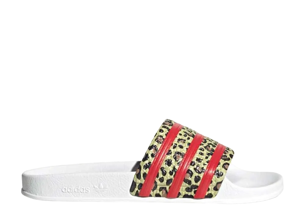 adidas Adilette Slides "Footwear White/Vivid Red"
