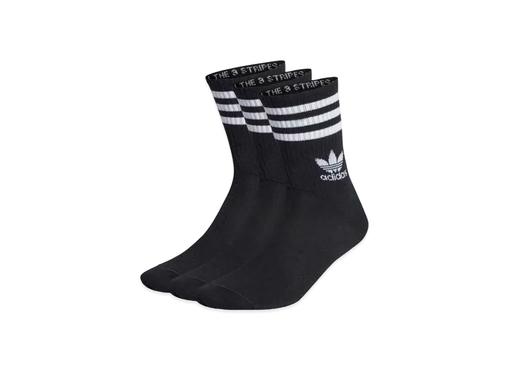 adidas Mid-Cut Crewsocks 3 Pairs "Black/White"