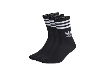 adidas Mid-Cut Crewsocks 3 Pairs "Black/White"