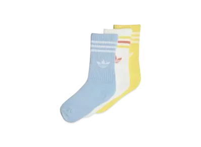 adidas Kids Crewsocks 3 Pairs "Clear Blue/Off White/Spring Yellow"