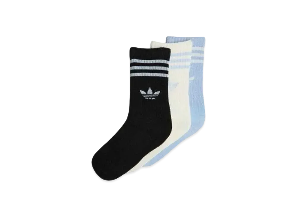 adidas Kids Crewsocks 3 Pairs "Blue Dawn/Wonder White/Black"