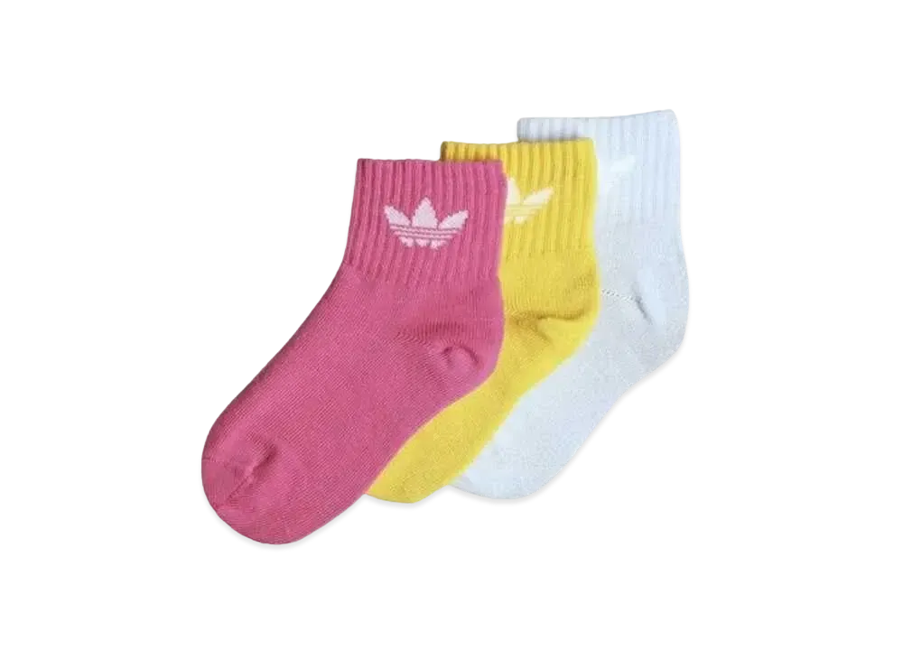 adidas Kids Ankle Socks 3 Pairs "Halo Blue/Bold Gold/Pulse Magenta"