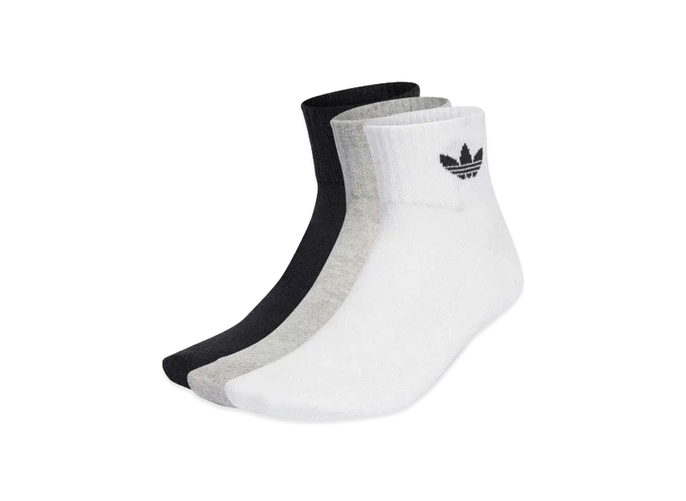 adidas Mid-Cut Crewsocks 3 Pairs "White/Medium Gray Heather/Black"