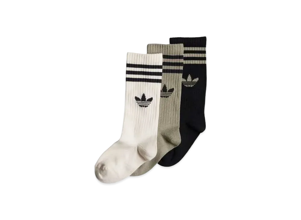 adidas Kids Crewsocks 3 Pairs "Black/Silver Pebble/Wonder White"