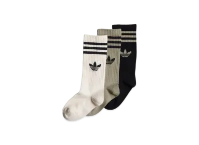 adidas Kids Crewsocks 3 Pairs "Black/Silver Pebble/Wonder White"