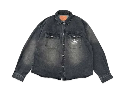 9090 King Logo Denim L/S Shirts "BLACK"