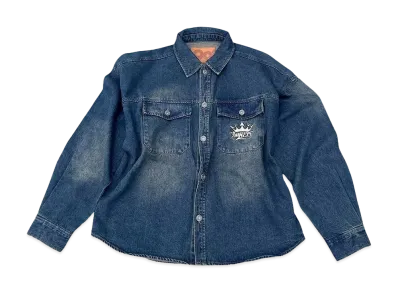 9090 King Logo Denim L/S Shirts "INDIGO YELLOW"