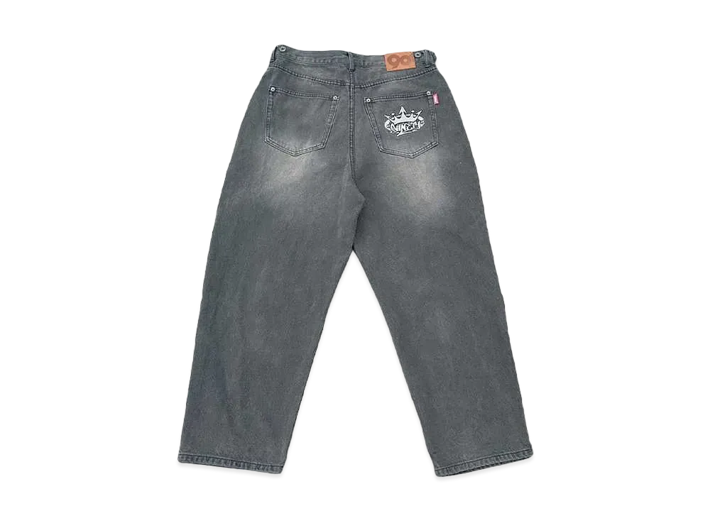 9090 King Logo Wide Tuck Denim Pants "GRAY"