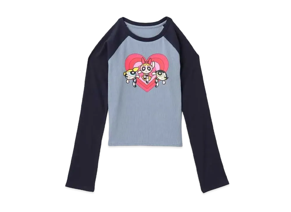 atmos pink x The Powerpuff Girls Heart Logo Raglan LS T-shirt "Navy"