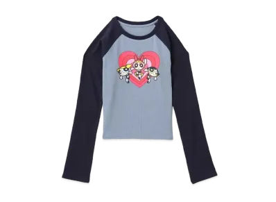 atmos pink x The Powerpuff Girls Heart Logo Raglan LS T-shirt "Navy"
