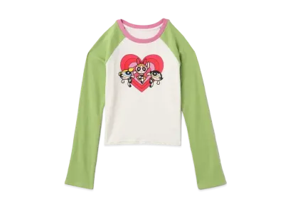 atmos pink x The Powerpuff Girls Heart Logo Raglan LS T-shirt "Green"