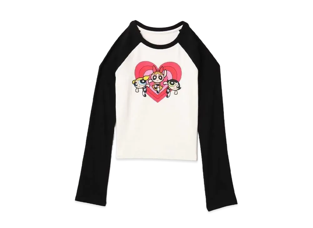 atmos pink x The Powerpuff Girls Heart Logo Raglan LS T-shirt "Black"