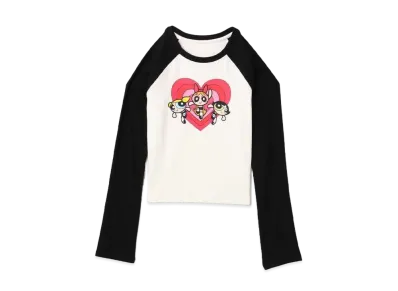 atmos pink x The Powerpuff Girls Heart Logo Raglan LS T-shirt "Black"