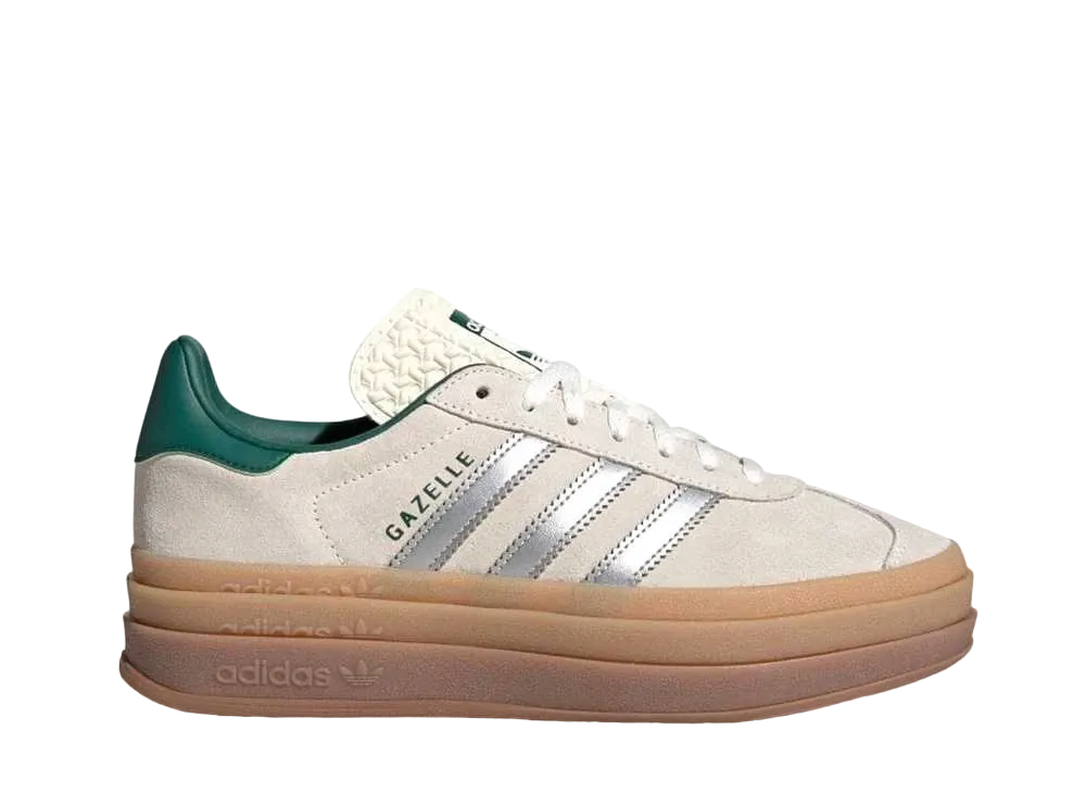 adidas Women's Gazelle Bold "Off White/Silver Metallic/College Green"