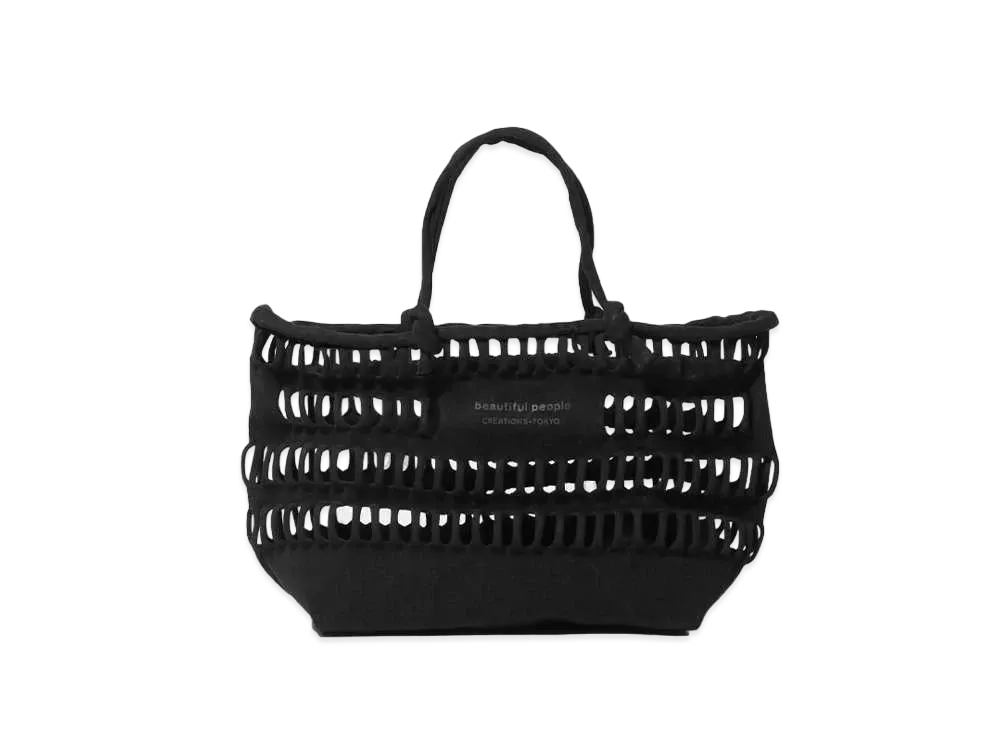 beautiful people Konbu(R) Knit Shopping Busket Bag L "Black"